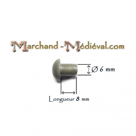 Rivet médiéval en acier : Ø 6 mm