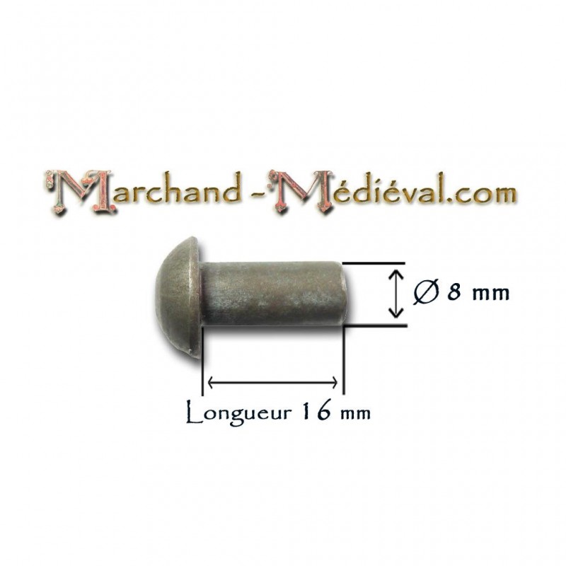 RIVET sourcingmap® 2mm x 10mm tête ronde rivets pleins cuivre doré