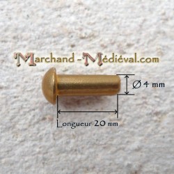 Rivets à frapper en laiton : Ø 4 mm