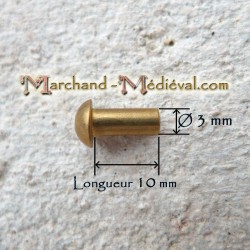 Rivets en laiton : Ø 3 mm