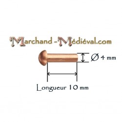 Rivet en cuivre plein pour la reconstitution médiévale : Ø 4 mm