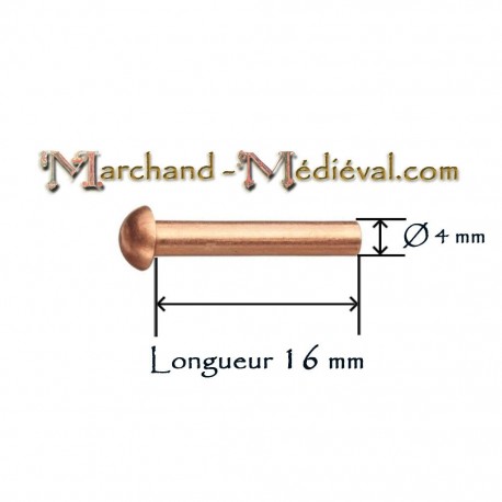 Rivet à mater en cuivre 4x16mm - Marchand Médiéval