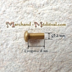 Rivets en laiton : Ø 2 mm