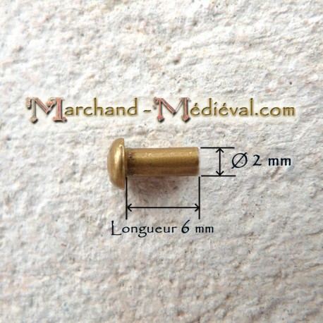 Rivets en laiton : Ø 2 mm