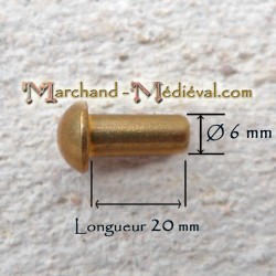 Rivet médiéval en laiton : Ø 6 mm