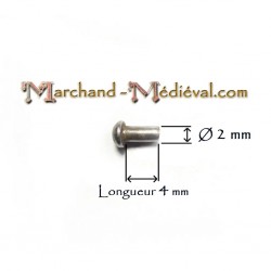 Rivets en acier : Ø 2mm Longueur 4mm