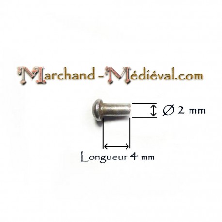 Rivets en acier : Ø 2mm Longueur 4mm