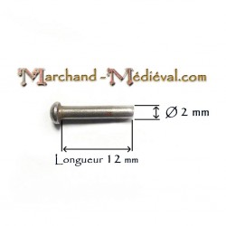 Rivets en acier : Ø 2mm Longueur 12mm