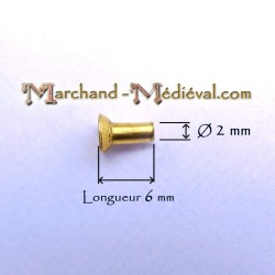 Countersunk head brass rivet : Ø 4 mm
