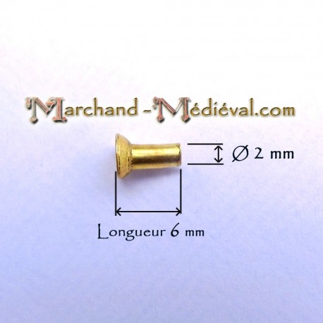 Rivets à tête fraisée en laiton : Ø 4 mm