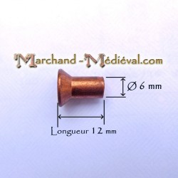Countersunk head copper rivet : Ø 4 mm