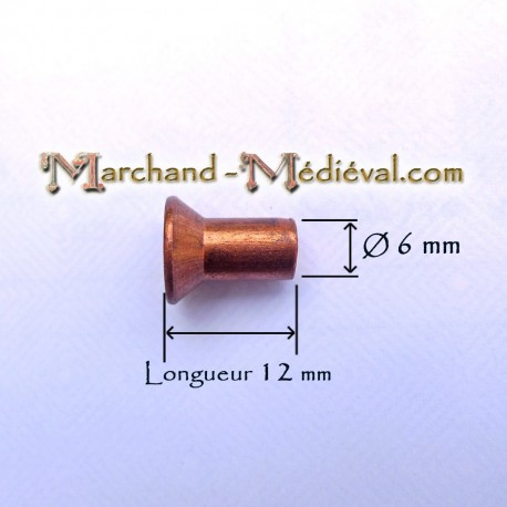 Rivets pleins en cuivre à tête fraisée : Ø4mm x longueur 8mm