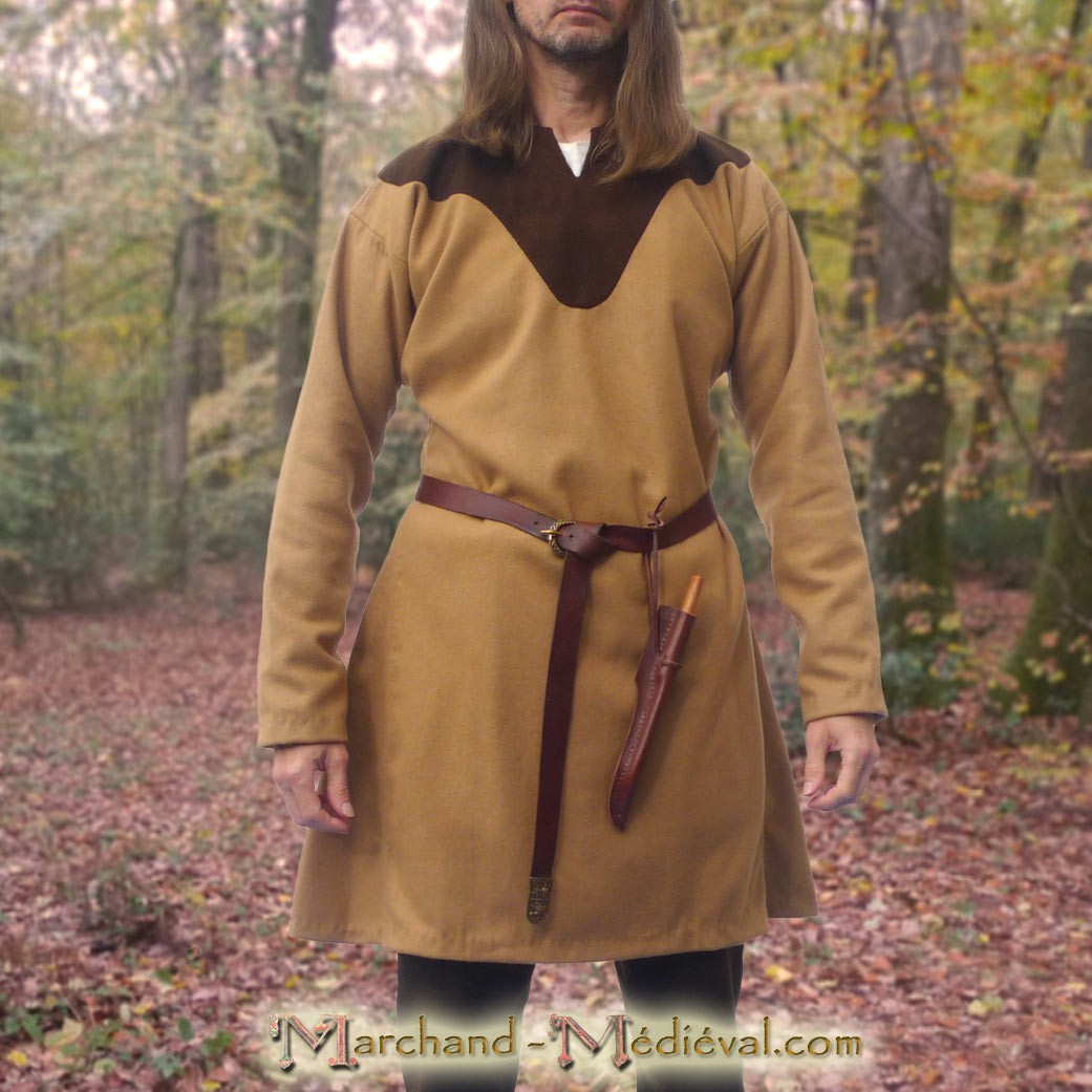 Tunique viking en laine avec galons en laine Marchand Médiéval