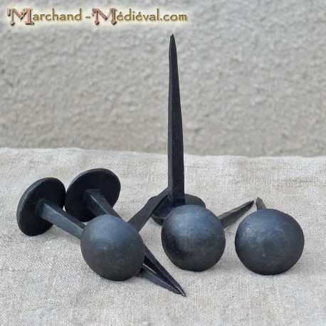 Semi-spherical hand forged nails : 100 mm 